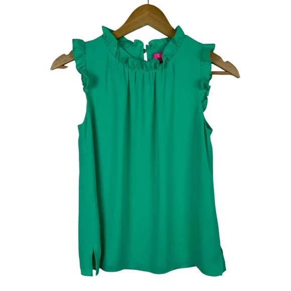 Lilly Pulitzer Green Sleeveless Ruffled Blouse - Picture 1 of 9